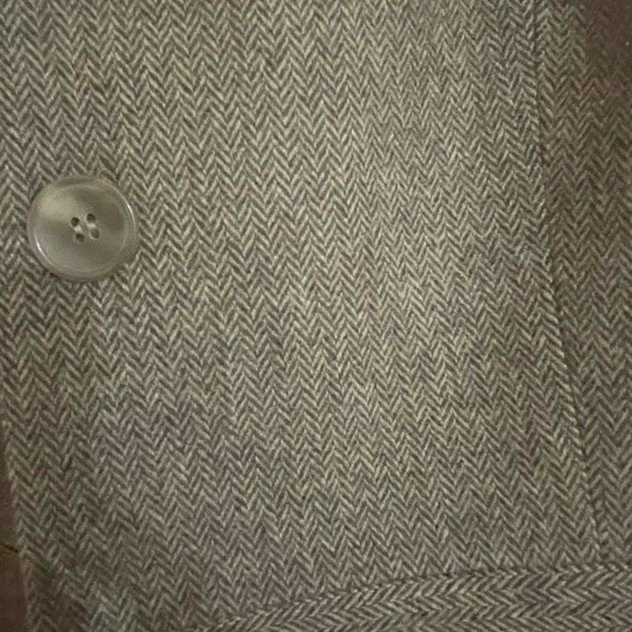 Ann Taylor Loft pant suit set brown herringbone virgin wool Laura size 8L long - Picture 9 of 9